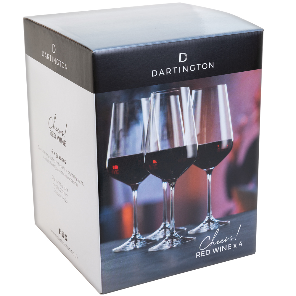 Dartington Crystal Red Wine Glasses Cheers! Collection 4 Pack