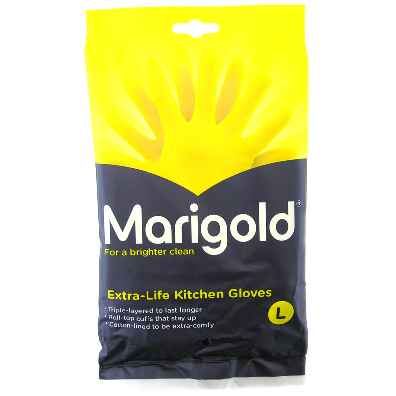 Marigold Extra Life Kitchen Gloves Size Large Full Box 6 Pairs Triple Layer Clea 